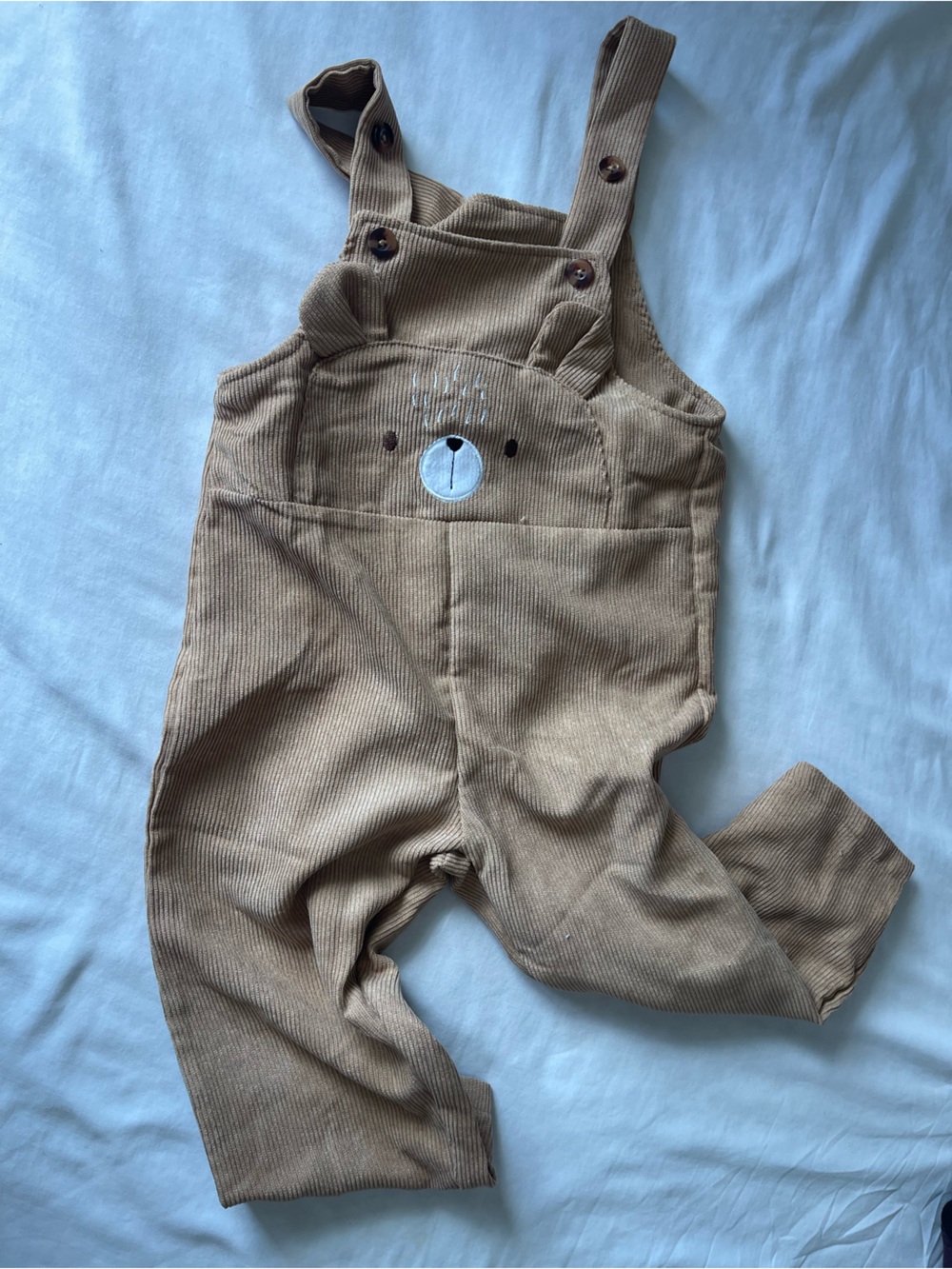 Tan Corduroy Overalls with Appliqué